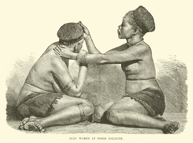 Mujeres zulúes en su tocador de English School