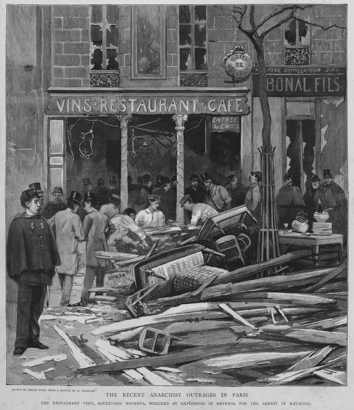 Terror anarquista en París: bombardeo del Restaurante Very en el Boulevard de Magenta en venganza por el arresto de Ravachol, 25 de abril de 1892 de Enoch Ward