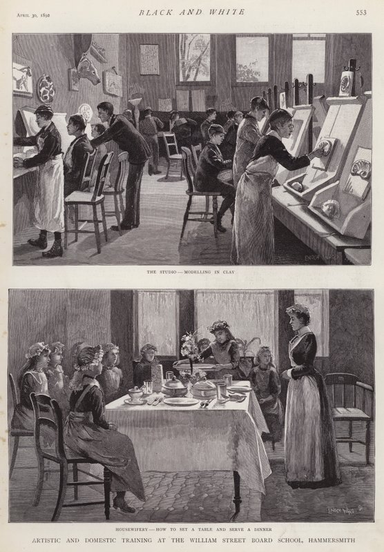 Entrenamiento artístico y doméstico en la Escuela de la Junta de William Street, Hammersmith, Londres de Enoch Ward