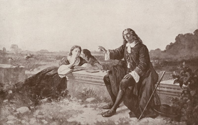 El ciego Milton dictando a sus hijas en su casa en Chalfont de Enrico Fanfani