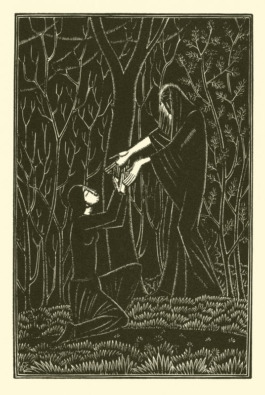 La muerte y la dama (litografía) de Eric Gill
