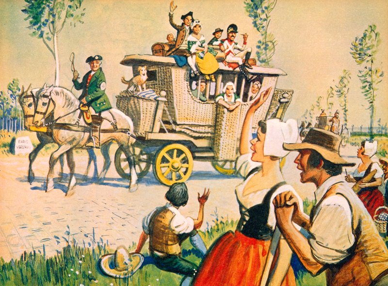 Un carruaje en la carretera entre París y Versalles en 1787 de Eric Parker