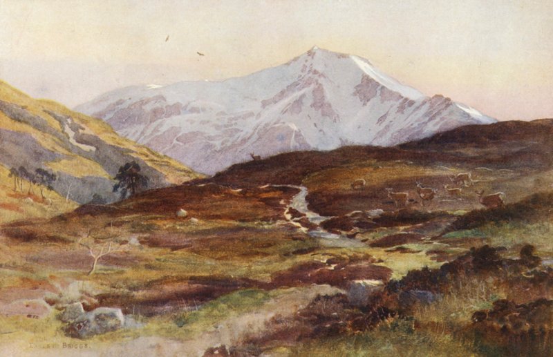 Ben Lui, en abril, desde Strath Fillan (litografía en color) de Ernest Edward Briggs