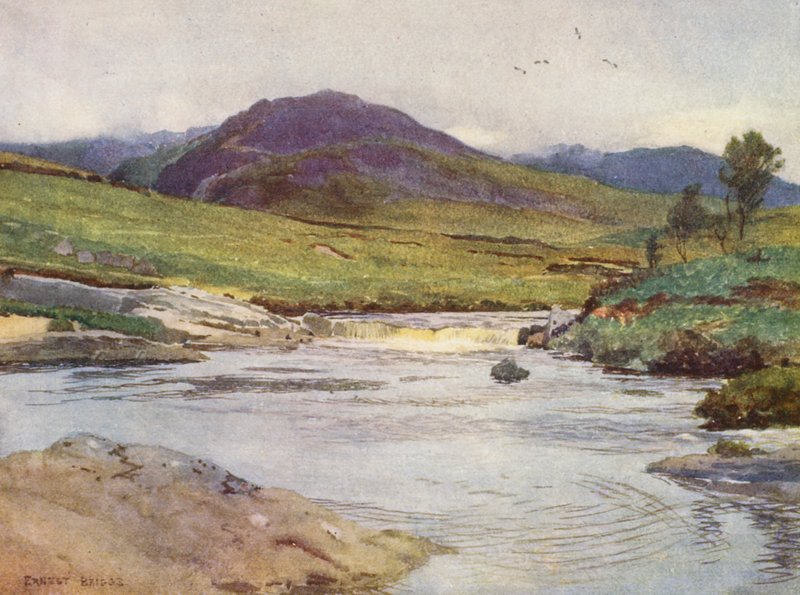 El agua negra del Dee sobre el puente (litografía en color) de Ernest Edward Briggs
