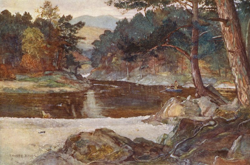 El río Tummel en Pitlochry (litografía en color) de Ernest Edward Briggs