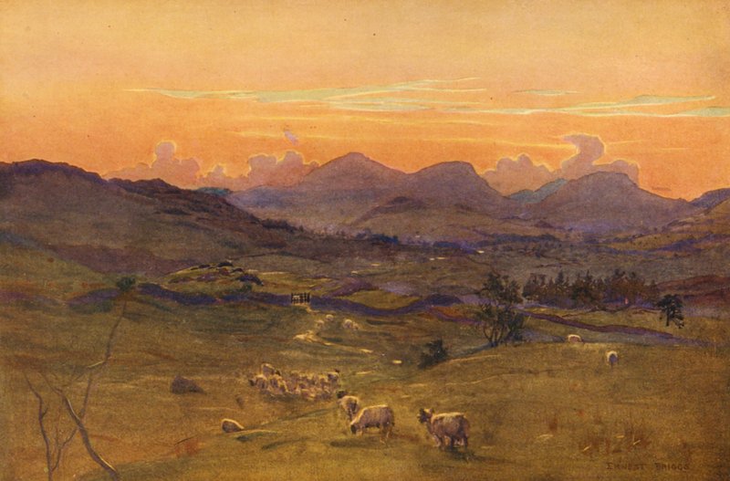 El valle del Ken, al atardecer (litografía en color) de Ernest Edward Briggs