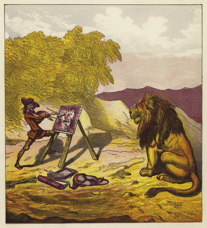 John Bold pintando el león de Ernest Henry Griset