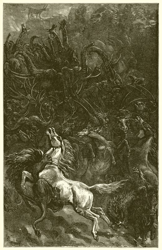 El asno y el león cazando de Ernest Henry Griset