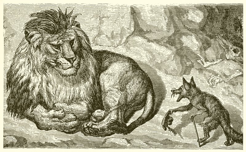 El zorro y el león de Ernest Henry Griset