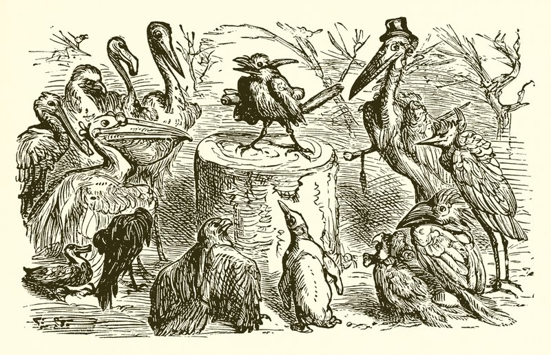 El pavo real y la urraca de Ernest Henry Griset