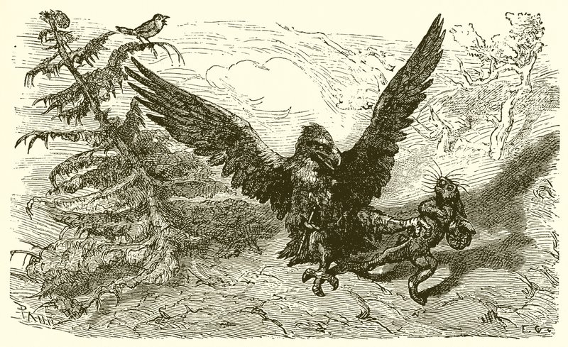 El gorrión y la liebre de Ernest Henry Griset