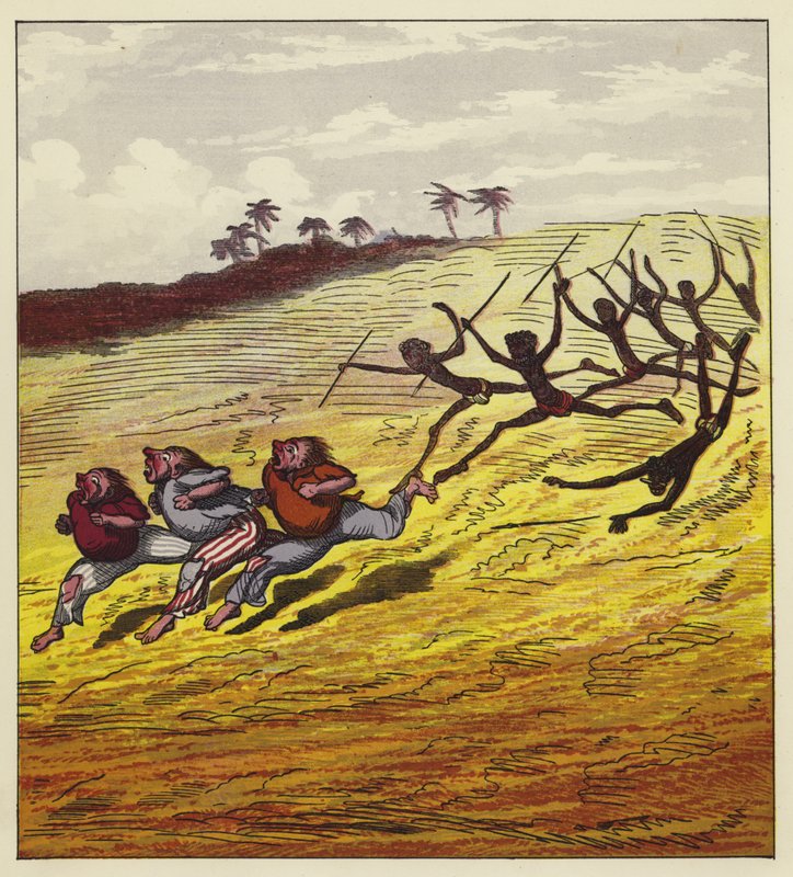 Los tres marineros perseguidos por caníbales de Ernest Henry Griset