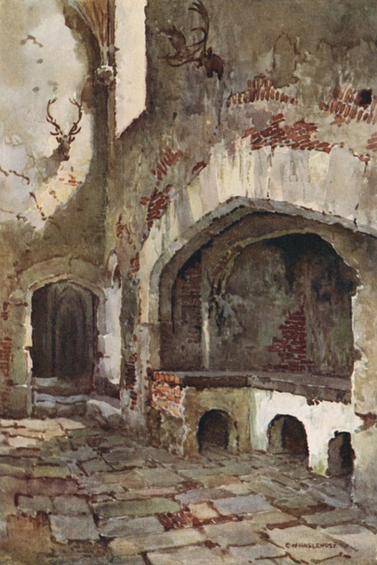 Un rincón de la cocina de Wolsey (litografía en color) de Ernest William Haslehust