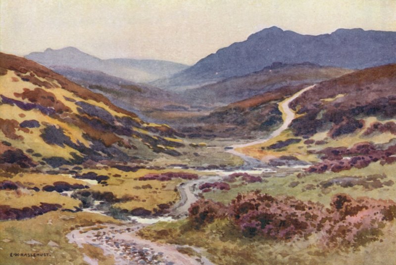 Una pista de páramo, El Puente del Diablo (litografía en color) de Ernest William Haslehust