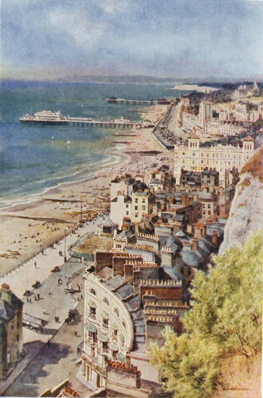 Hastings y St. Leonards desde el castillo (litografía en color) de Ernest William Haslehust