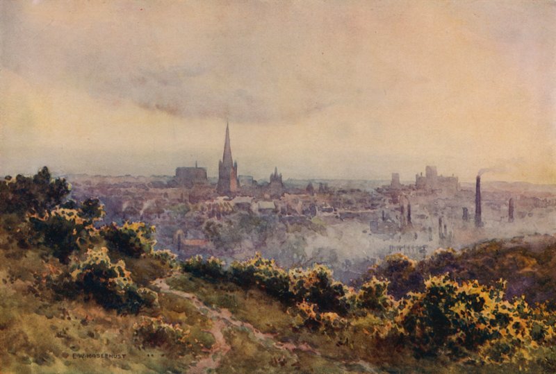 Norwich desde Mousehold Heath (litografía en color) de Ernest William Haslehust