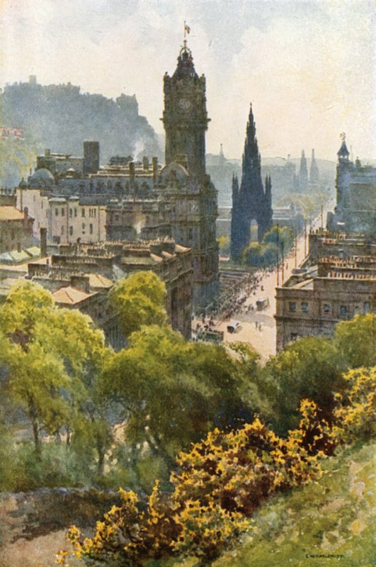 Princes Street desde Calton Hill (litografía en color) de Ernest William Haslehust