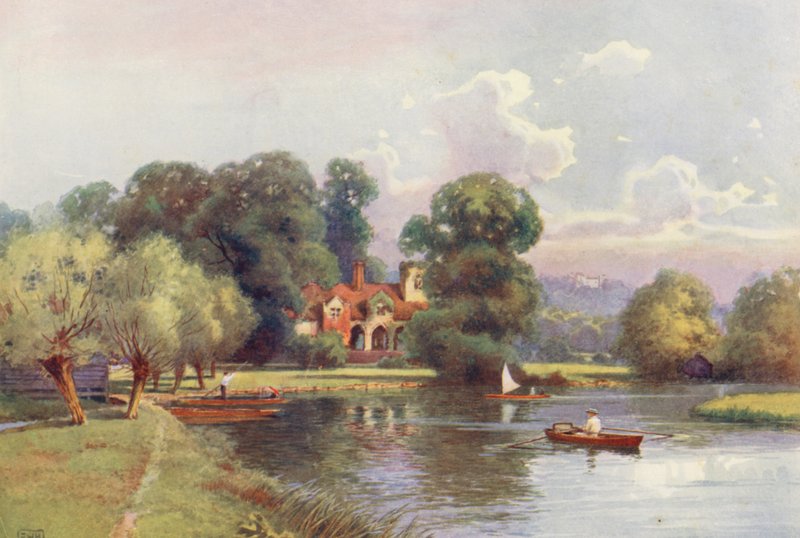 Río Támesis: Abadía de Medmenham (litografía en color) de Ernest William Haslehust