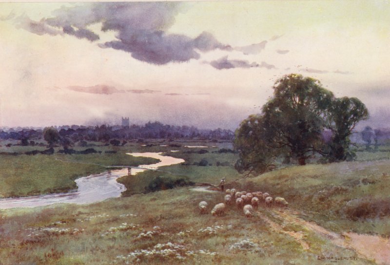 Río Támesis: Vista desde Eisey Hill (litografía en color) de Ernest William Haslehust