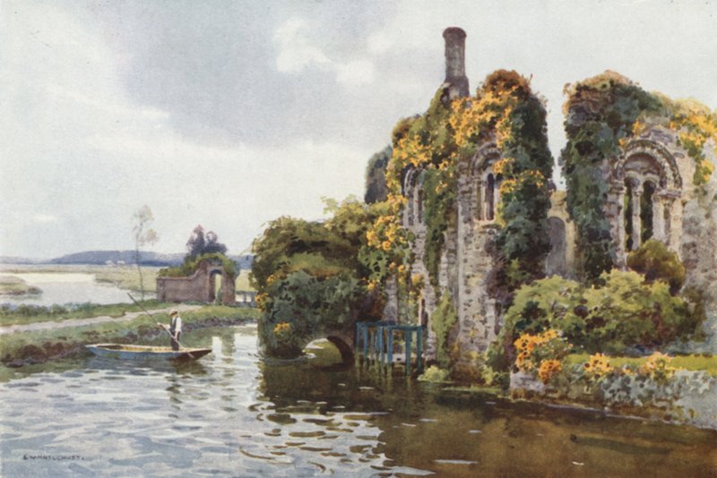 Ruinas de Norman House, Christchurch (litografía en color) de Ernest William Haslehust