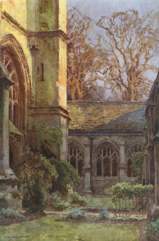 The Cloisters, Winchester College (litografía en color) de Ernest William Haslehust