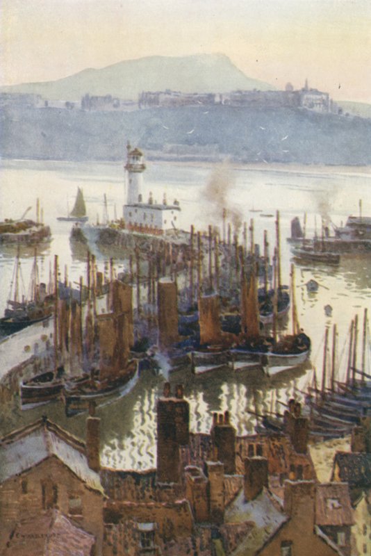 El puerto desde el casco antiguo (litografía en color) de Ernest William Haslehust
