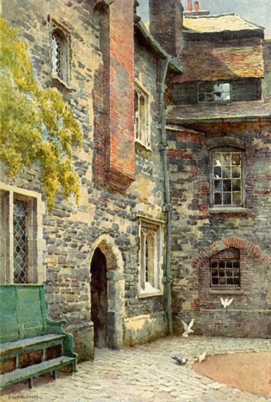 Washhouse Court, Charterhouse (litografía en color) de Ernest William Haslehust