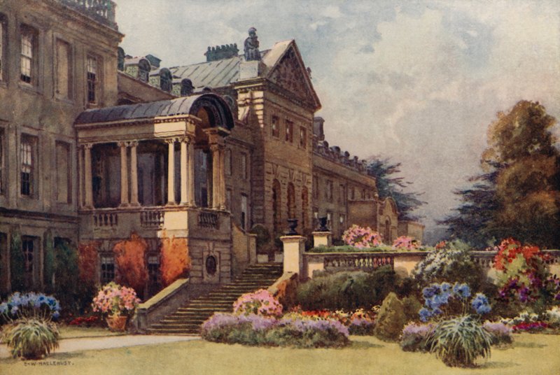 Abadía de Welbeck (litografía en color) de Ernest William Haslehust