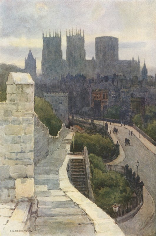 York desde las murallas (litografía en color) de Ernest William Haslehust