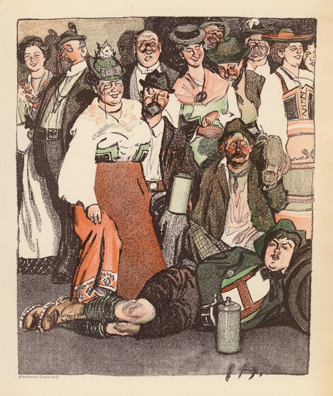 Ilustración para el Berliner Balle von Rideamus (litografía en color) de Ernst (after) Heilemann