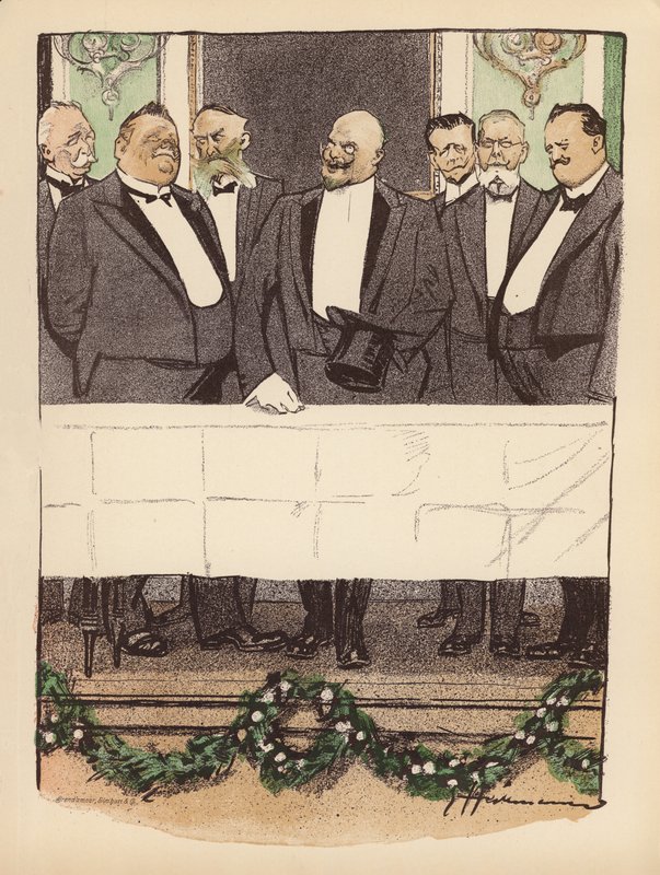 Ilustración para el Berliner Balle von Rideamus (litografía en color) de Ernst (after) Heilemann