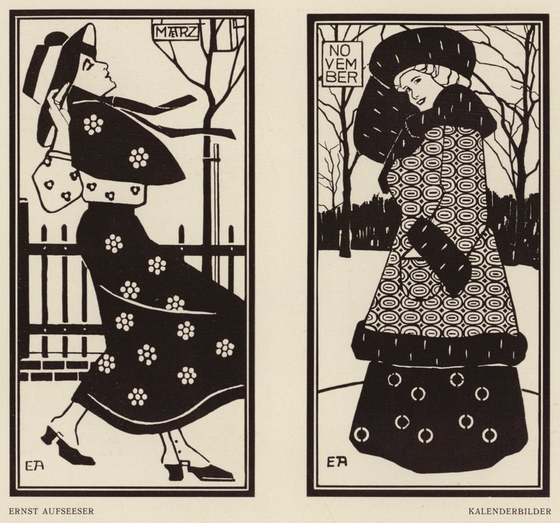 Cuadros de calendario (litografía) de Ernst Aufseeser