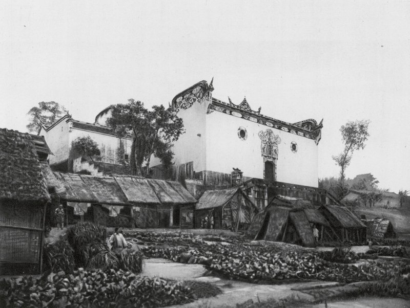 Wanhien, Huan hou kung, Szechuan, Templo Conmemorativo del General Chang Fei en la ribera alta del Yangtsé (foto b/n) de Ernst Boerschmann