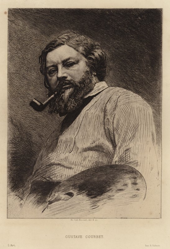 Gustave Courbet, pintor francés del movimiento realista. Grabado por Etienne Gabriel Bocourt de Etienne Gabriel Bocourt