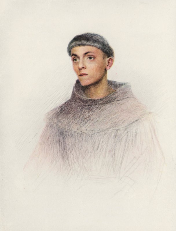 Un joven fraile (litografía en color) de Eugene (after) Burnand