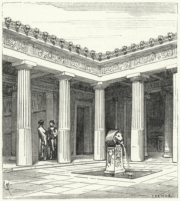 Patio dórico de una casa griega antigua de Eugene Emmanuel after Viollet le Duc