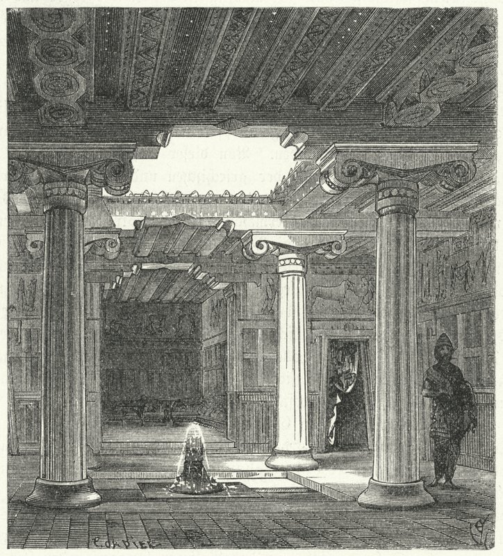 Patio jónico de una casa griega antigua de Eugene Emmanuel after Viollet le Duc