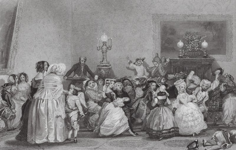 Baile de disfraces juvenil, París (grabado) de Eugene Louis (after) Lami
