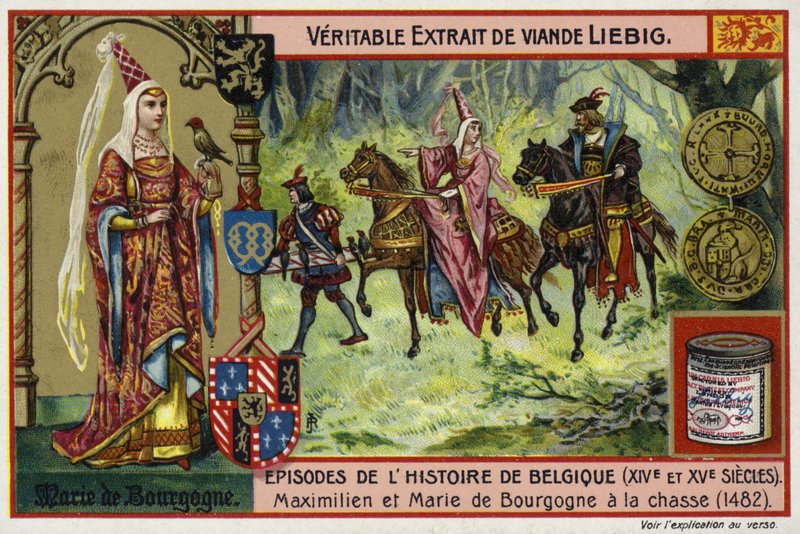 María de Borgoña y su esposo, el Archiduque Maximiliano de Austria, cazando, 1482 de European School