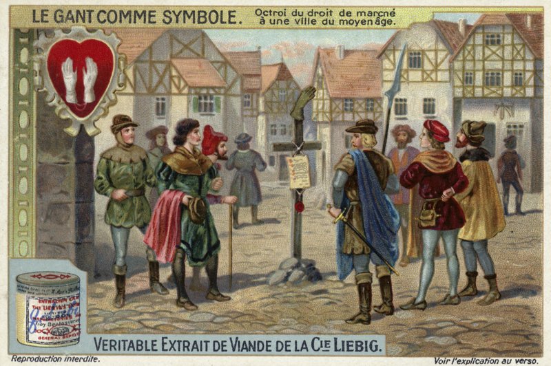 Aviso del derecho de una ciudad a recaudar impuestos de Octroi en la Edad Media de European School