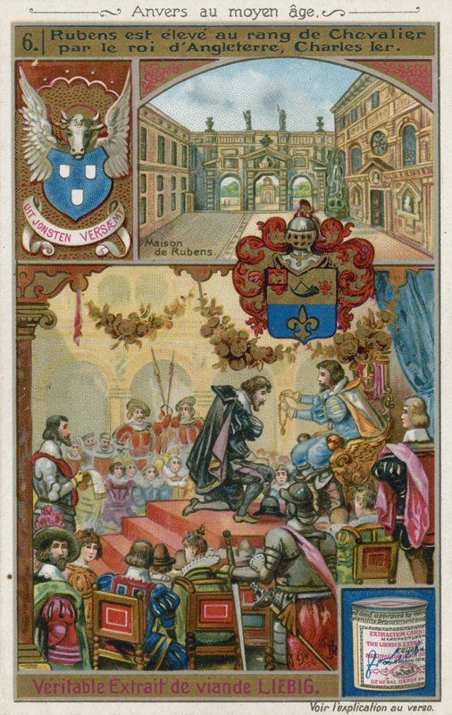 Peter Paul Rubens recibiendo un título de caballero del rey Carlos I de Inglaterra, 1630 de European School