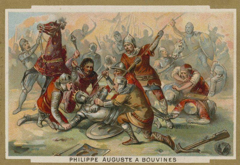 Felipe Augusto de Francia desmontado en la Batalla de Bouvines, 1214 de European School