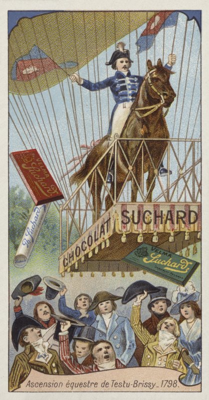 Vuelo en globo de Pierre Testu-Brissy a caballo, París, 1798 de European School