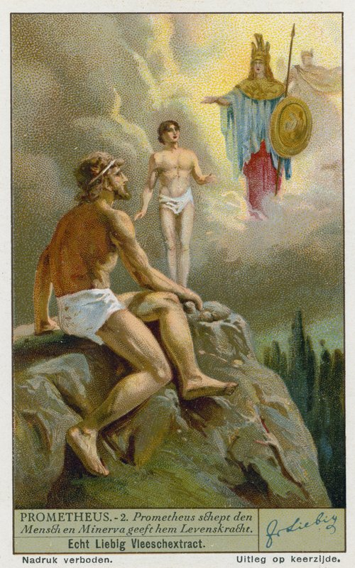 Prometeo crea al hombre del barro y Atenea (Minerva) le da vida de European School