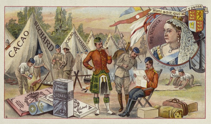 Reina Victoria y un campamento del ejército británico de European School