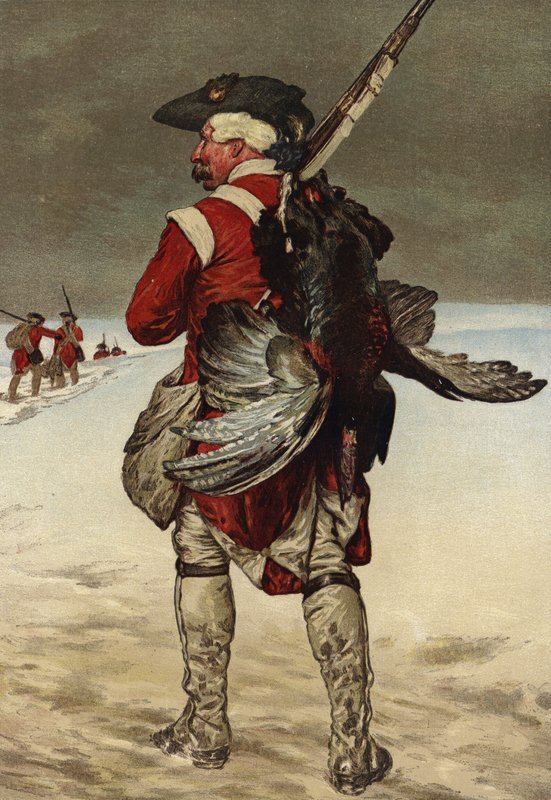 Soldado llevando un pavo de European School