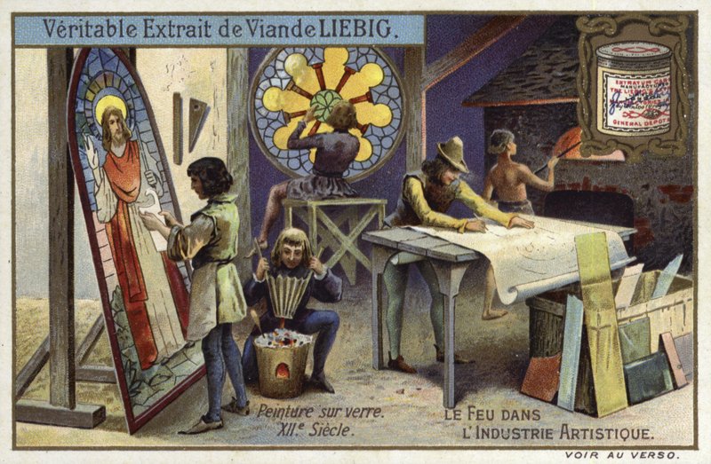 Fabricación de vitrales, siglo XII de European School