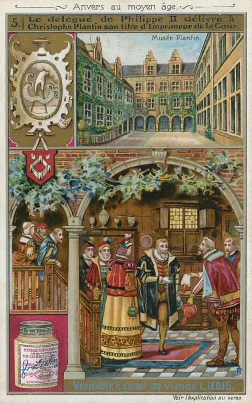 El representante de Felipe II de España presentando a Christophe Plantin su título de impresor de la corte de European School