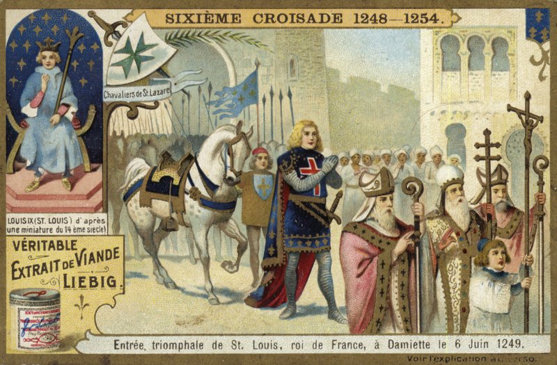 Entrada triunfal de Luis IX en Damieta, Egipto, Séptima Cruzada, 6 de junio de 1249 de European School