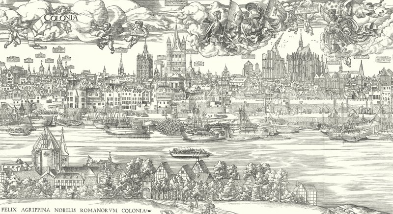 Vista de la vida en el río Rin en Colonia, 1531 de European School